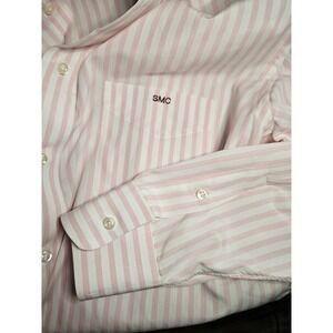 Burberry London Mens Dress Shirt 16/32 100% Cotton Button Up Striped Pink
